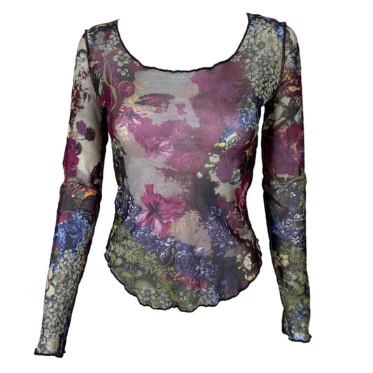Jean Paul Gaultier Multicolor Floral Print Mesh Longsleeve
