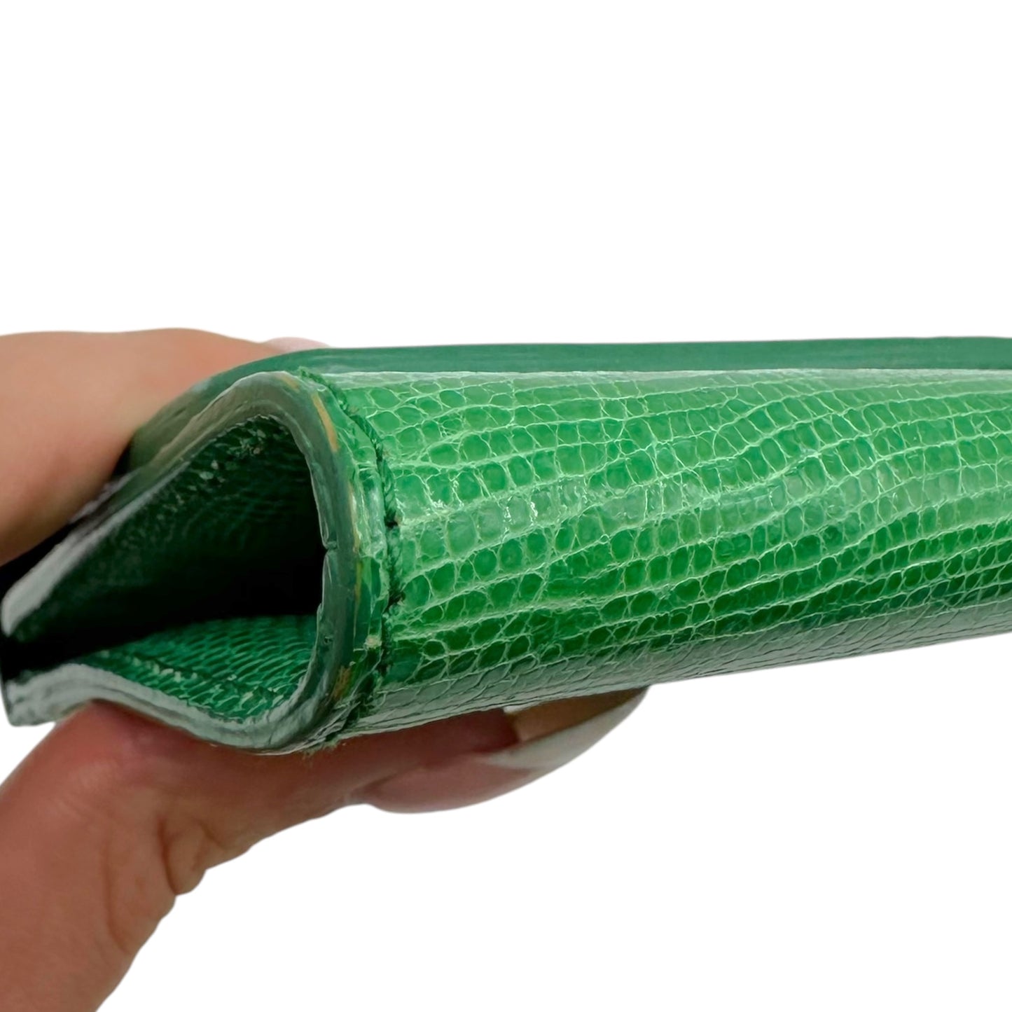 Ralph Lauren Collection Green Lizard & Crystal East-West Clutch Bag
