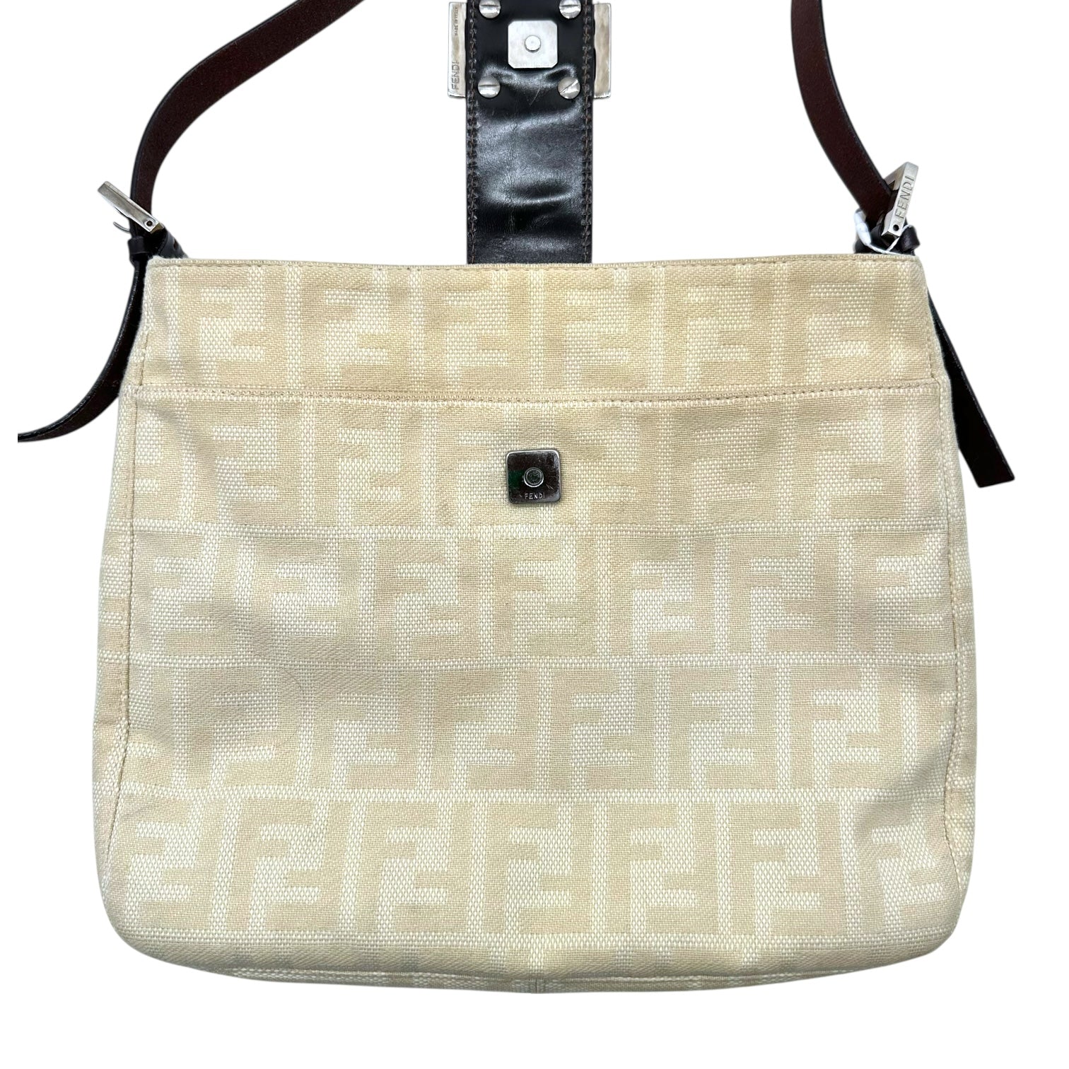 Fendi Ivory Zucca Monogram Square Baguette Shoulder Bag - Outfit Repeater