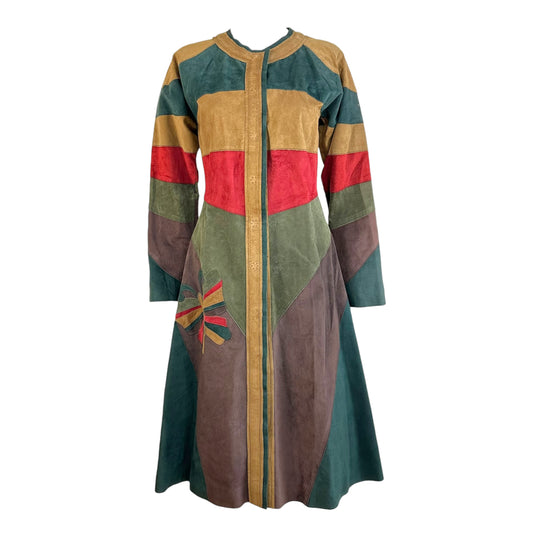 Dolce & Gabbana F/W 2002 Multicolor Suede Patchwork Coat