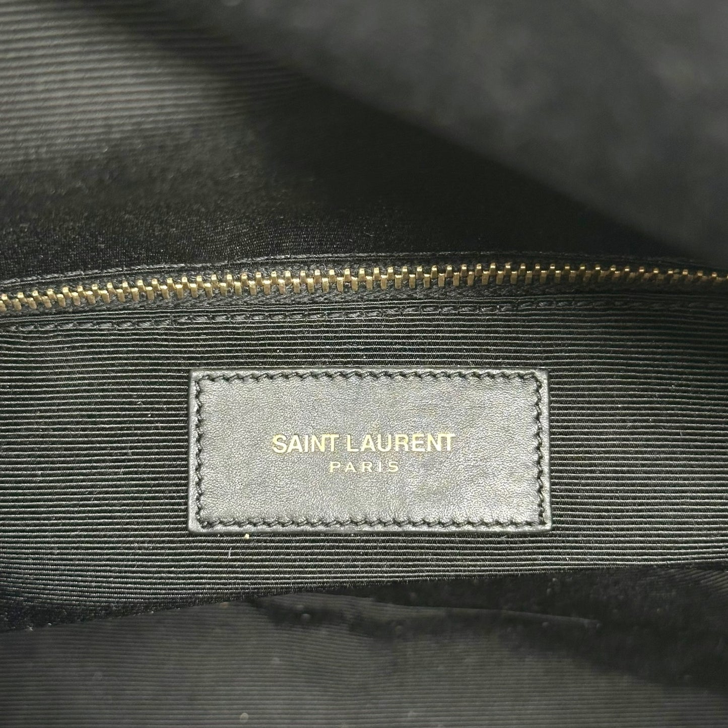 Saint Laurent Black Fold-Over Leather Clutch Bag