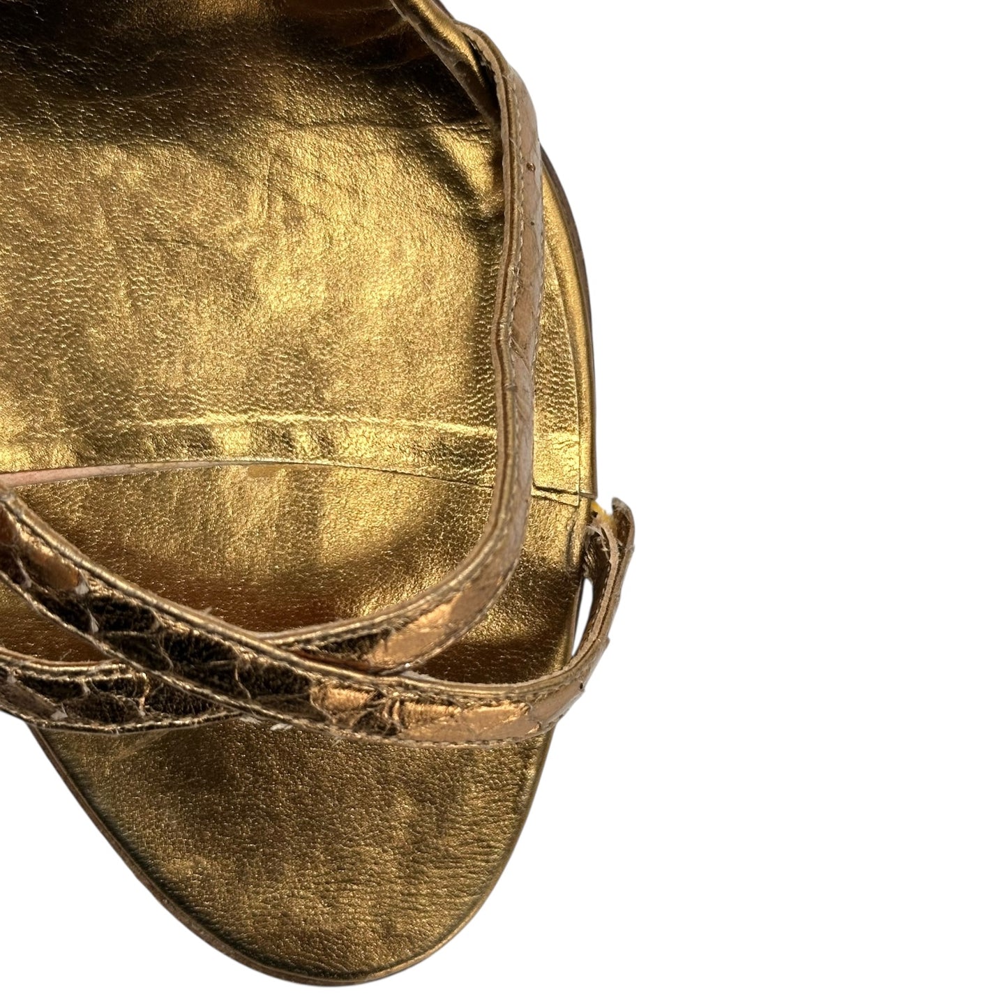 Manolo Blahnik Bronze Snakeskin Heeled Sandals