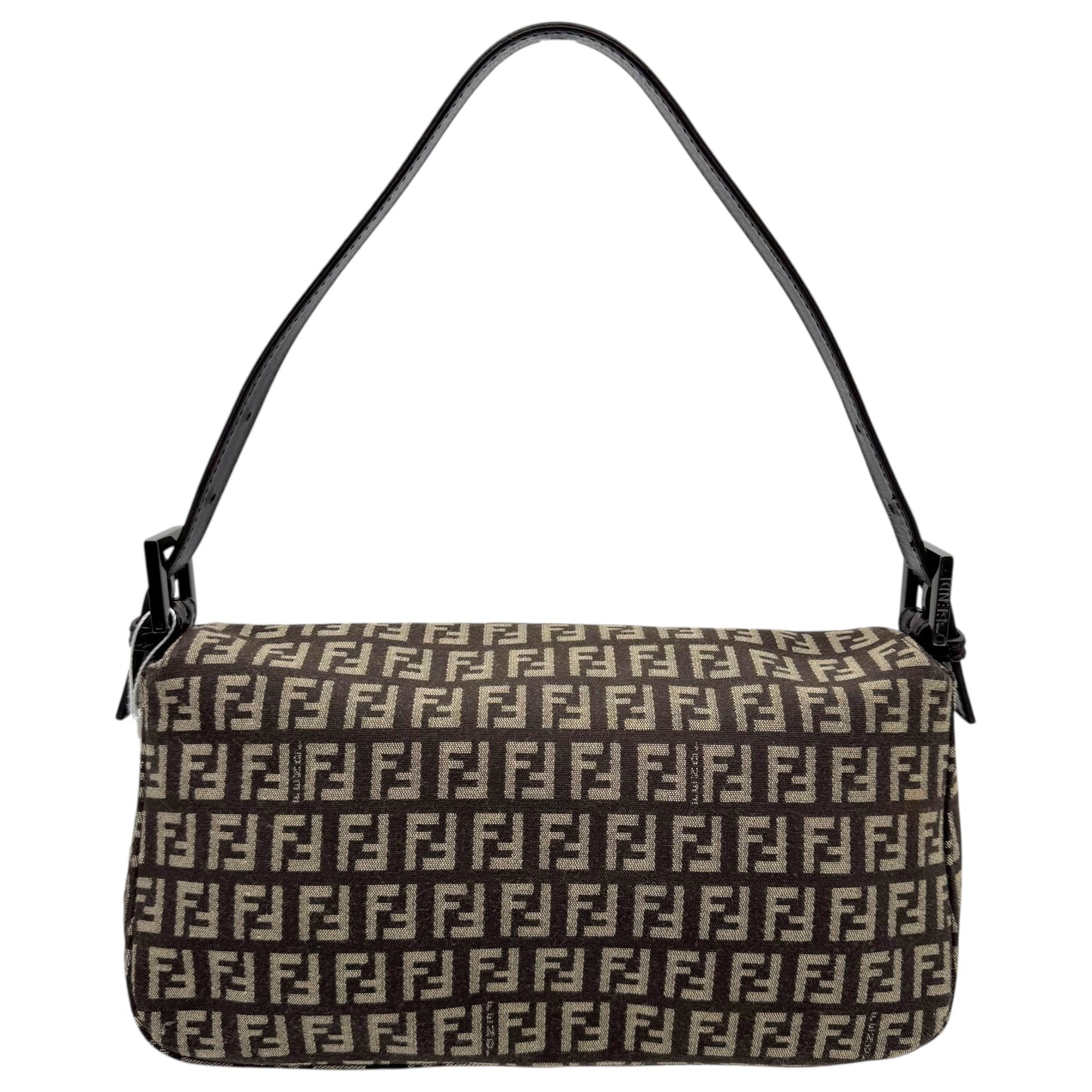 Fendi Brown Zucchino Monogram Fold-Over Baguette Bag