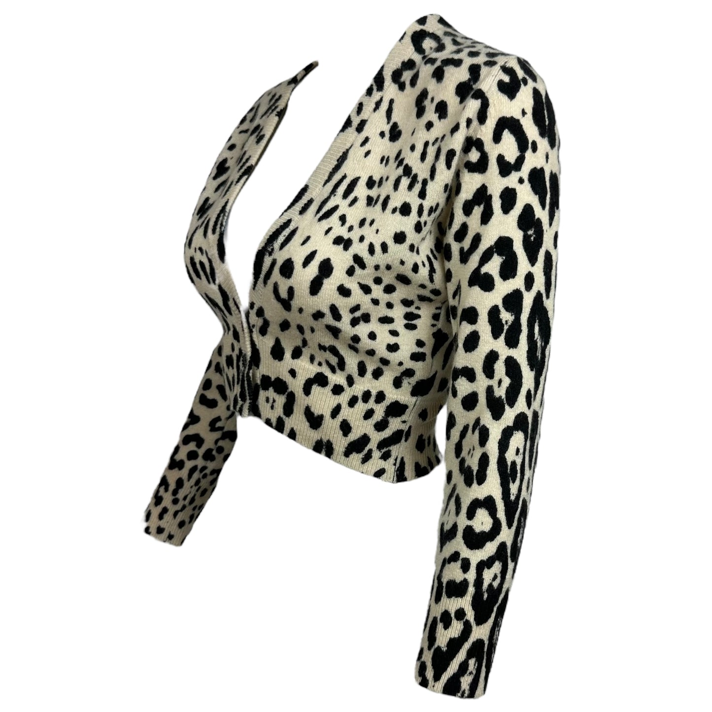 Dolce & Gabbana 3/4 Sleeve Cropped Leopard Print Cashmere Cardigan - Outfit Repeater