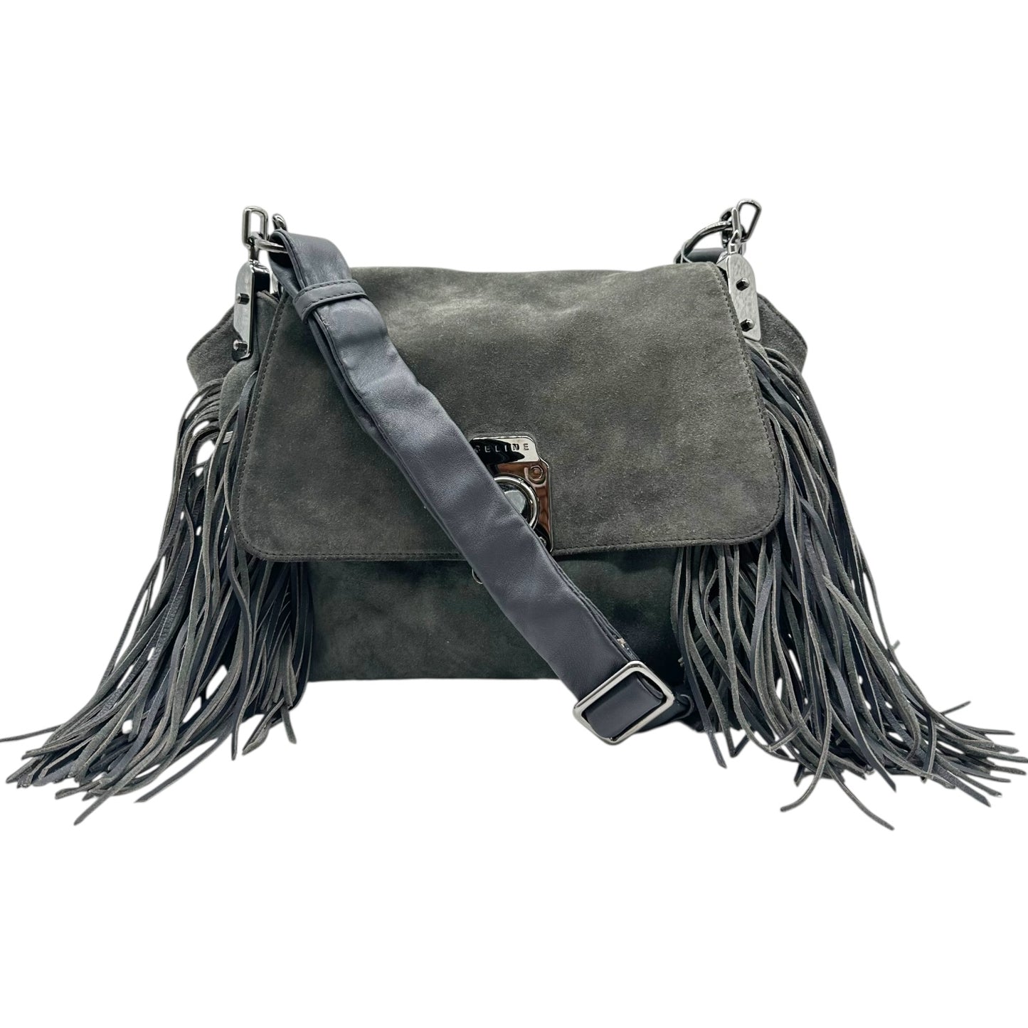Celine Gray Suede Fringe Bag