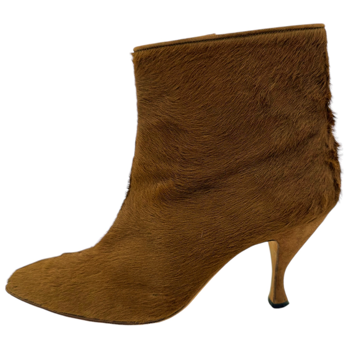 Manolo Blahnik Brown Ponyhair Heeled Booties