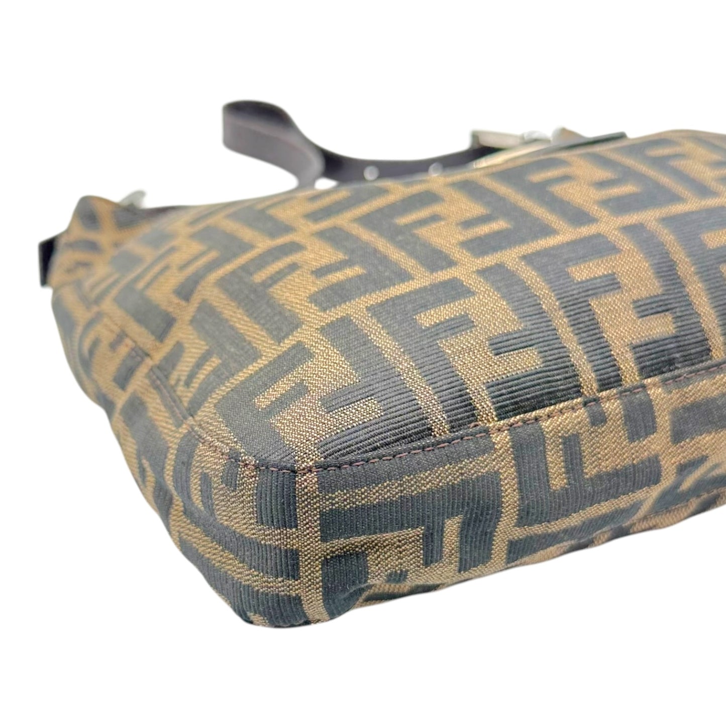 Fendi Brown Classic Zucca Monogram Shoulder Baguette Bag
