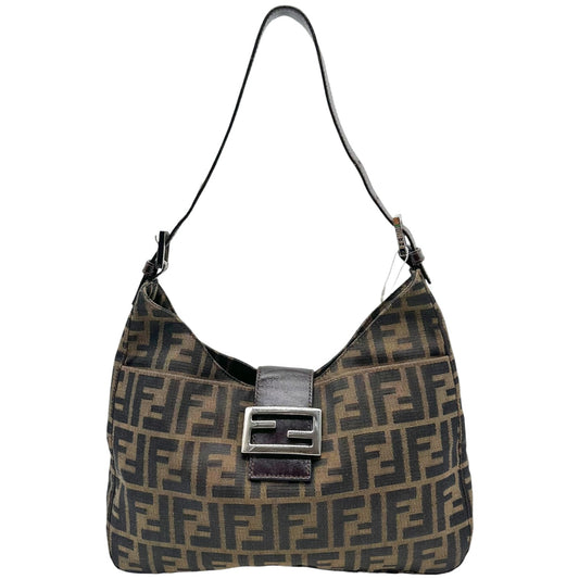 Fendi Brown Classic Zucca Monogram Shoulder Baguette Bag