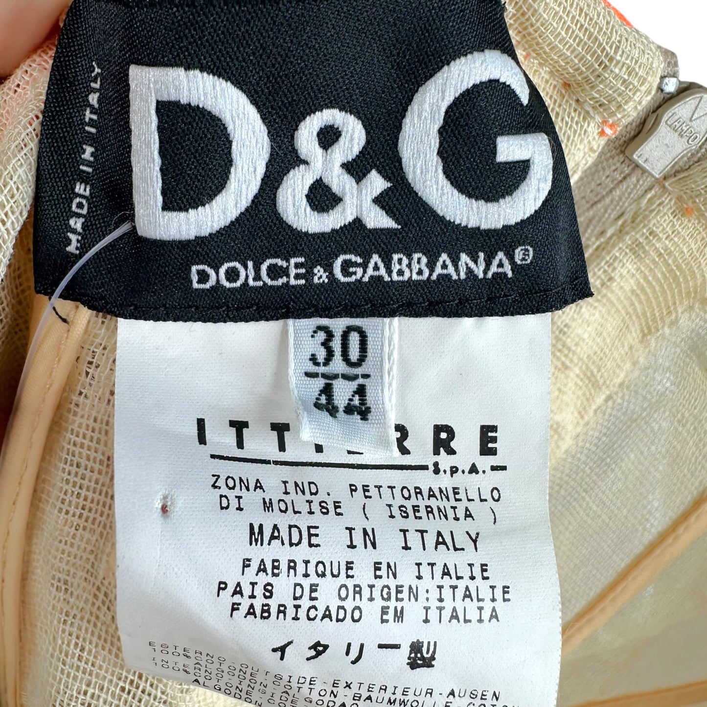D&G Corset Top Ivory Orange Floral Lace XS