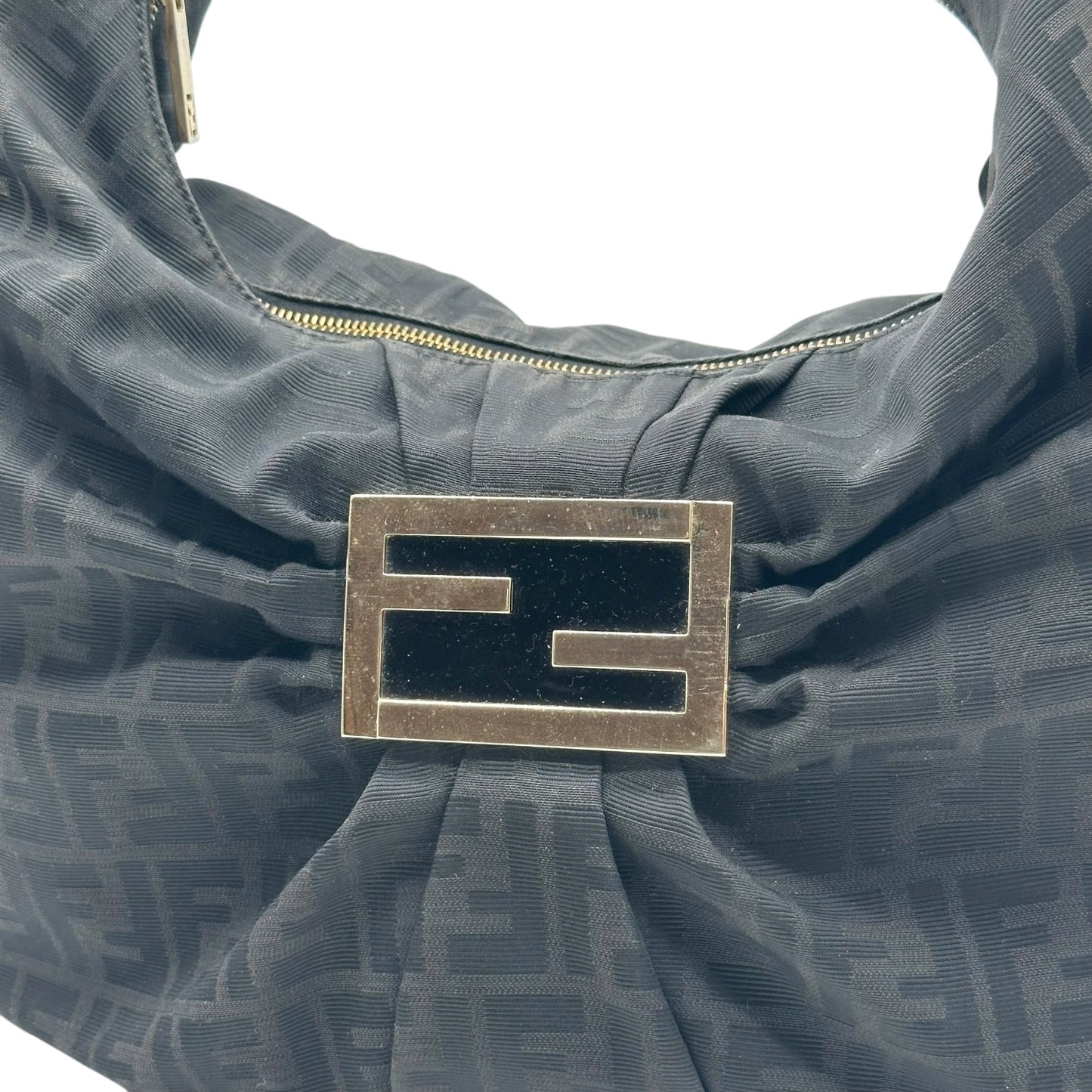 Fendi Black Zucca Monogram Hobo Bag