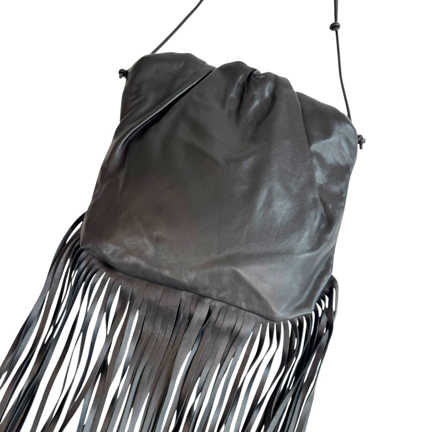 Bottega Veneta Black Fringe Pouch Shoulder Clutch Bag