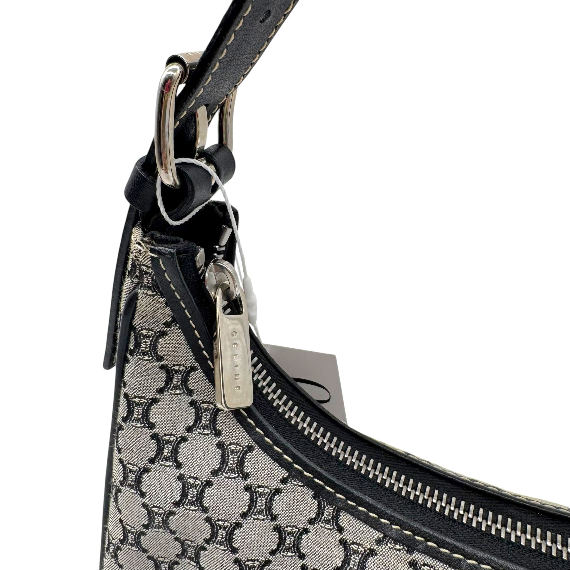 Celine Navy Blue Triomphe Monogram Shoulder Bag