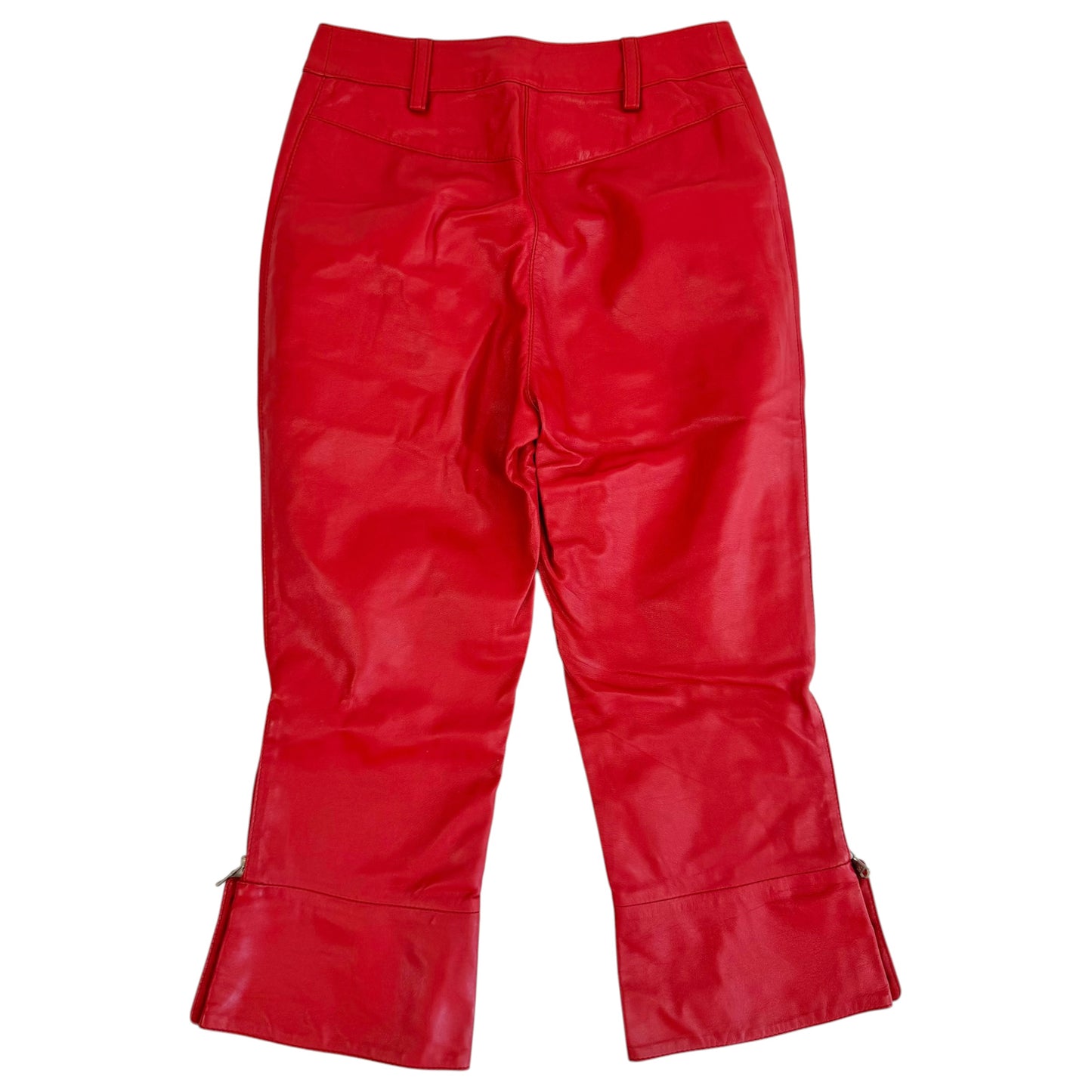 Dolce & Gabbana Red Leather Capri Pants