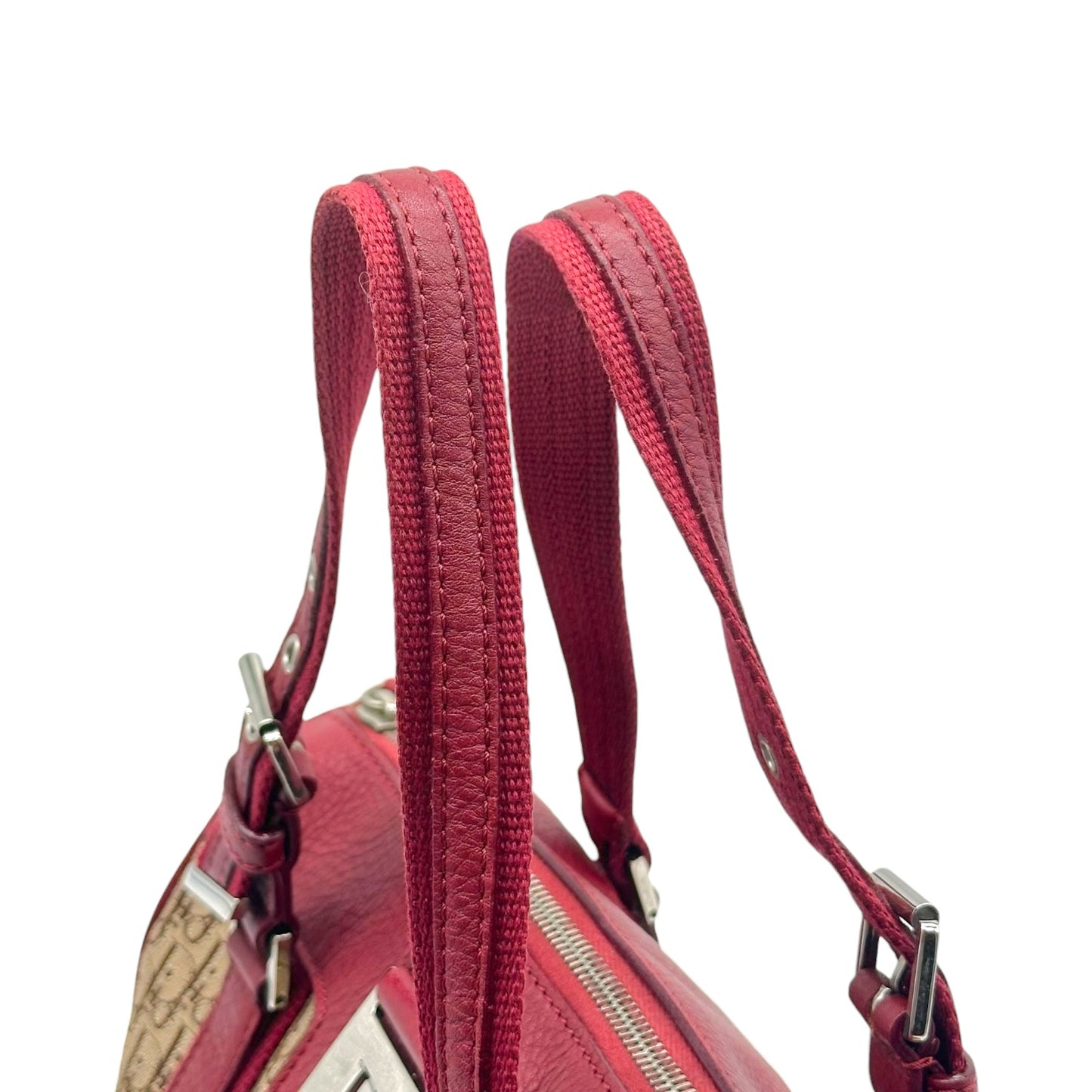 Christian Dior Burgundy & Tan Trotter Monogram Street Chic Small Bowler Bag