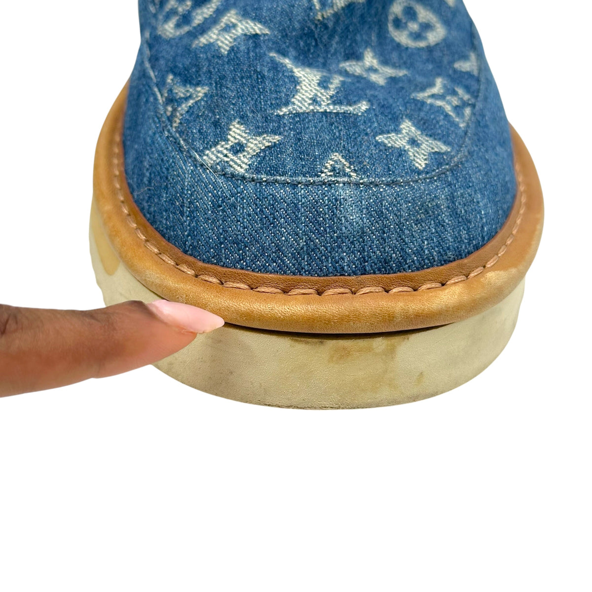 Louis Vuitton Blue Denim Monogram Shearling Boots