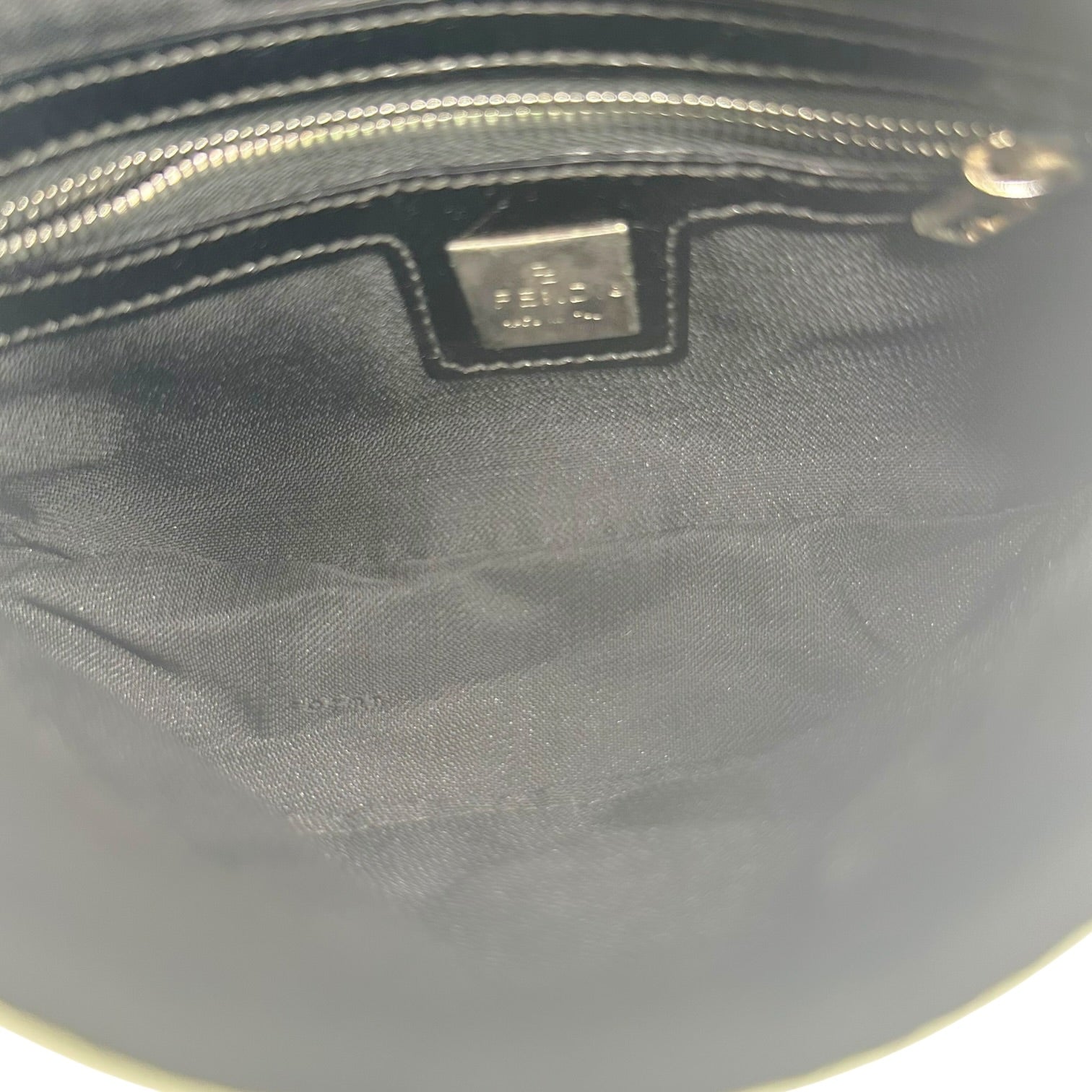 Fendi Black Suede Mini Baguette Bag with Red Buckle