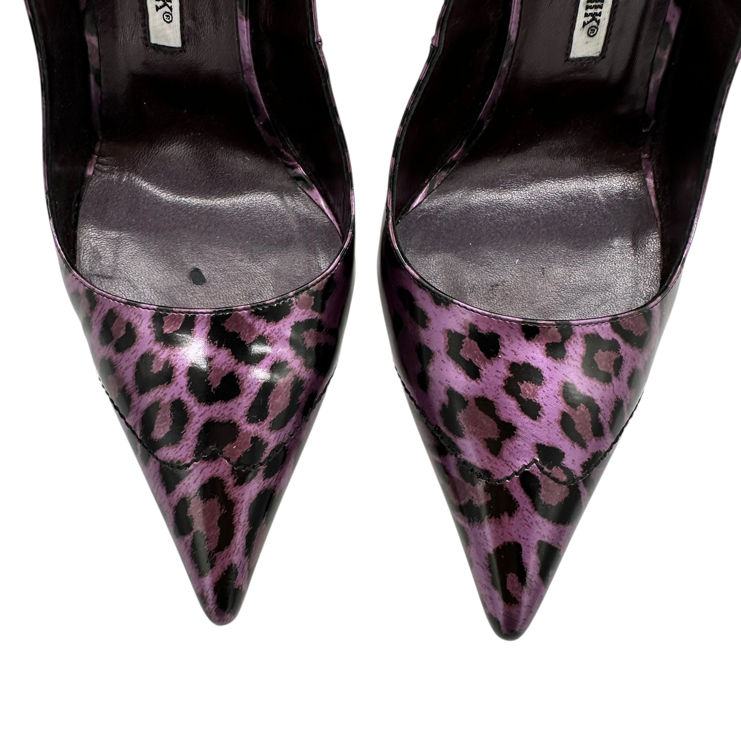 Manolo Blahnik Purple Leopard Pointed Toe Heels