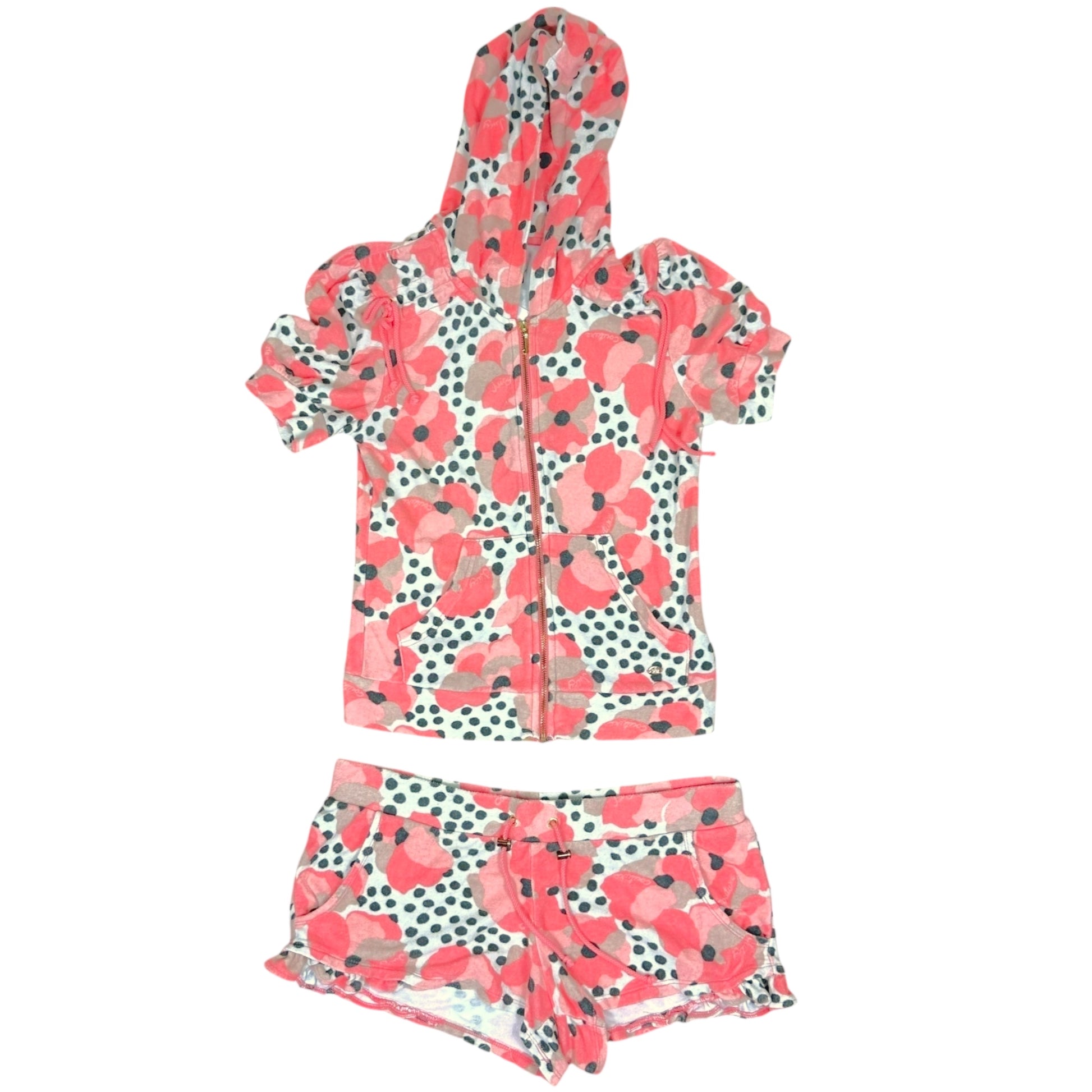 Juicy Couture 'Poppy' Print Terrycloth Mini Shorts & Zip-Up Set - Outfit Repeater
