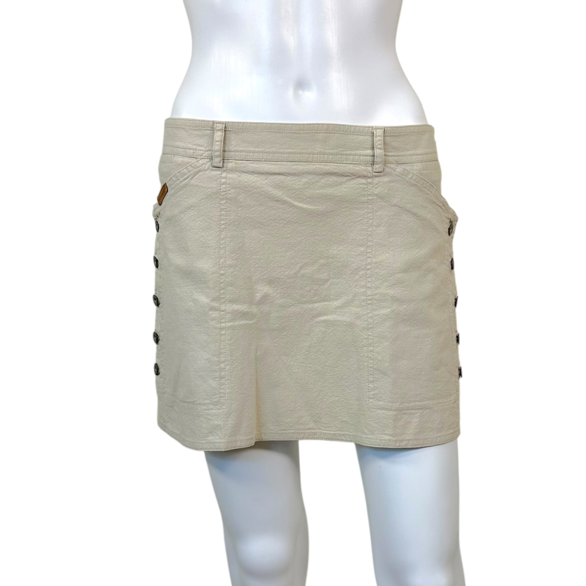 D&G Dolce & Gabbana Beige Button Side Mini Skirt - Outfit Repeater