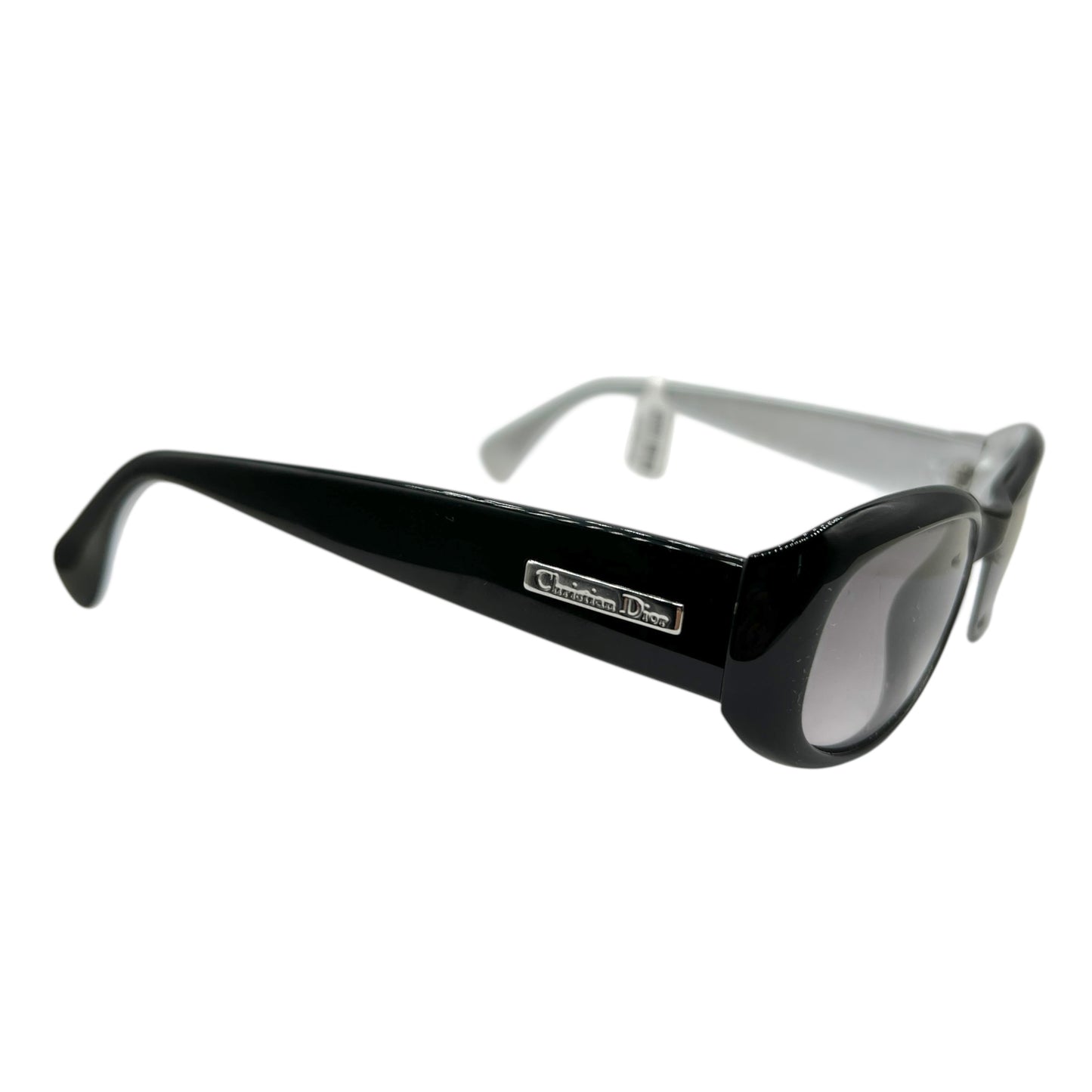 Christian Dior Silver & Black Oval Sunglasses Macha/P w/ Case