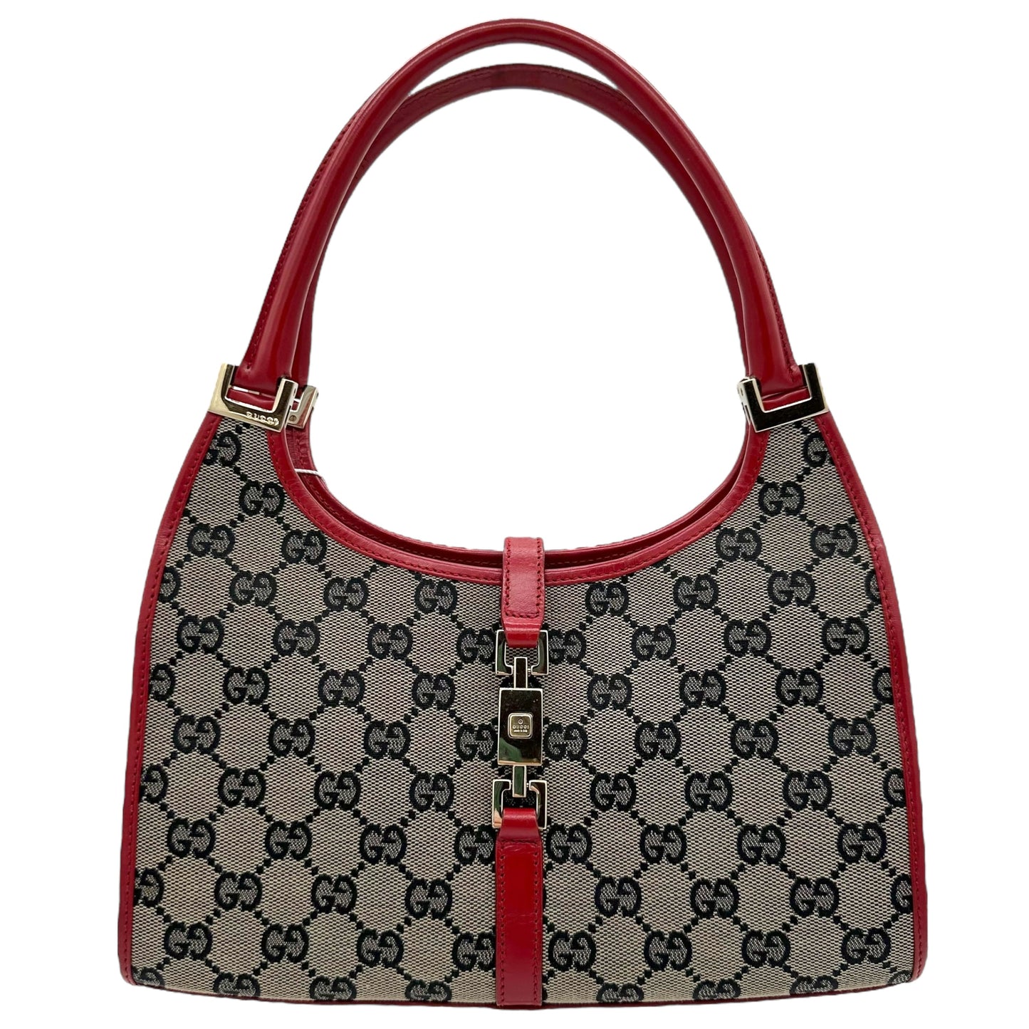 Gucci Gray Monogram & Red Leather Mini Jackie Bag - Outfit Repeater