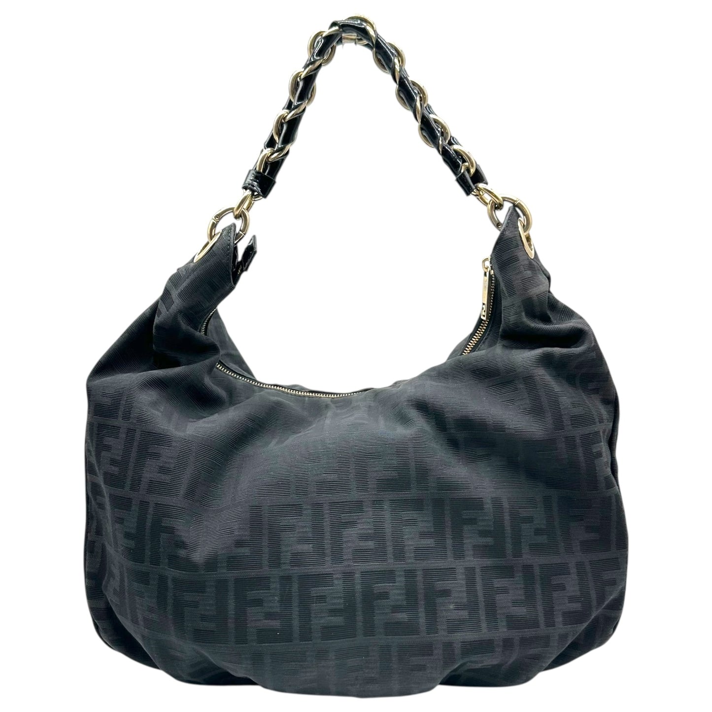 Fendi Black Zucca Monogram Hobo Bag