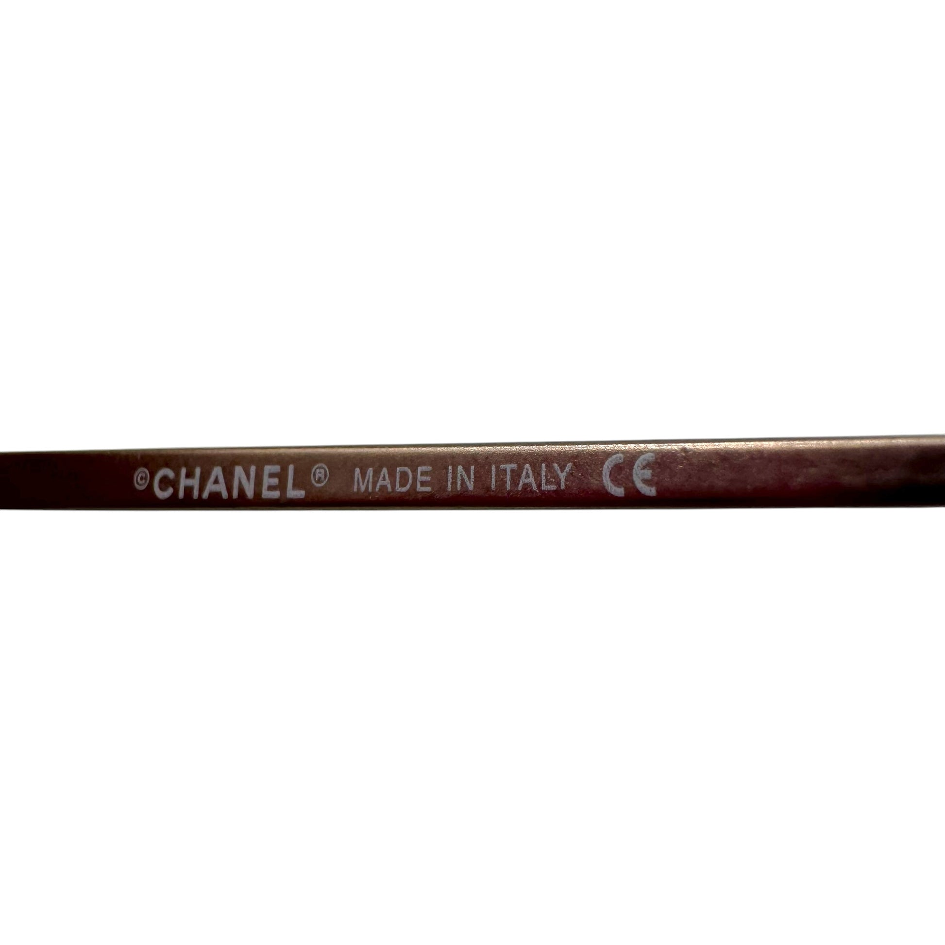 Chanel Rimless Oval Sunglasses Orange Silver Logo