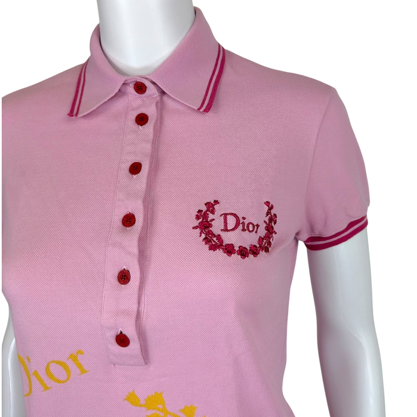 Christian Dior F/W 2004 Light Pink Short Sleeve Logo Polo
