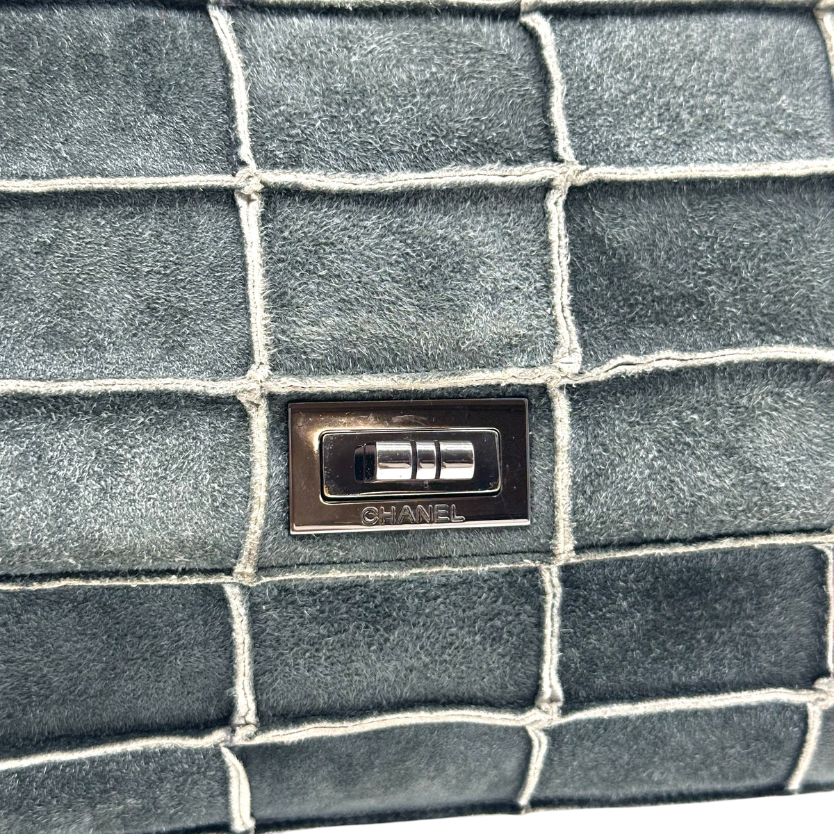 Chanel Gray Suede 2.55 Flap Shoulder Bag