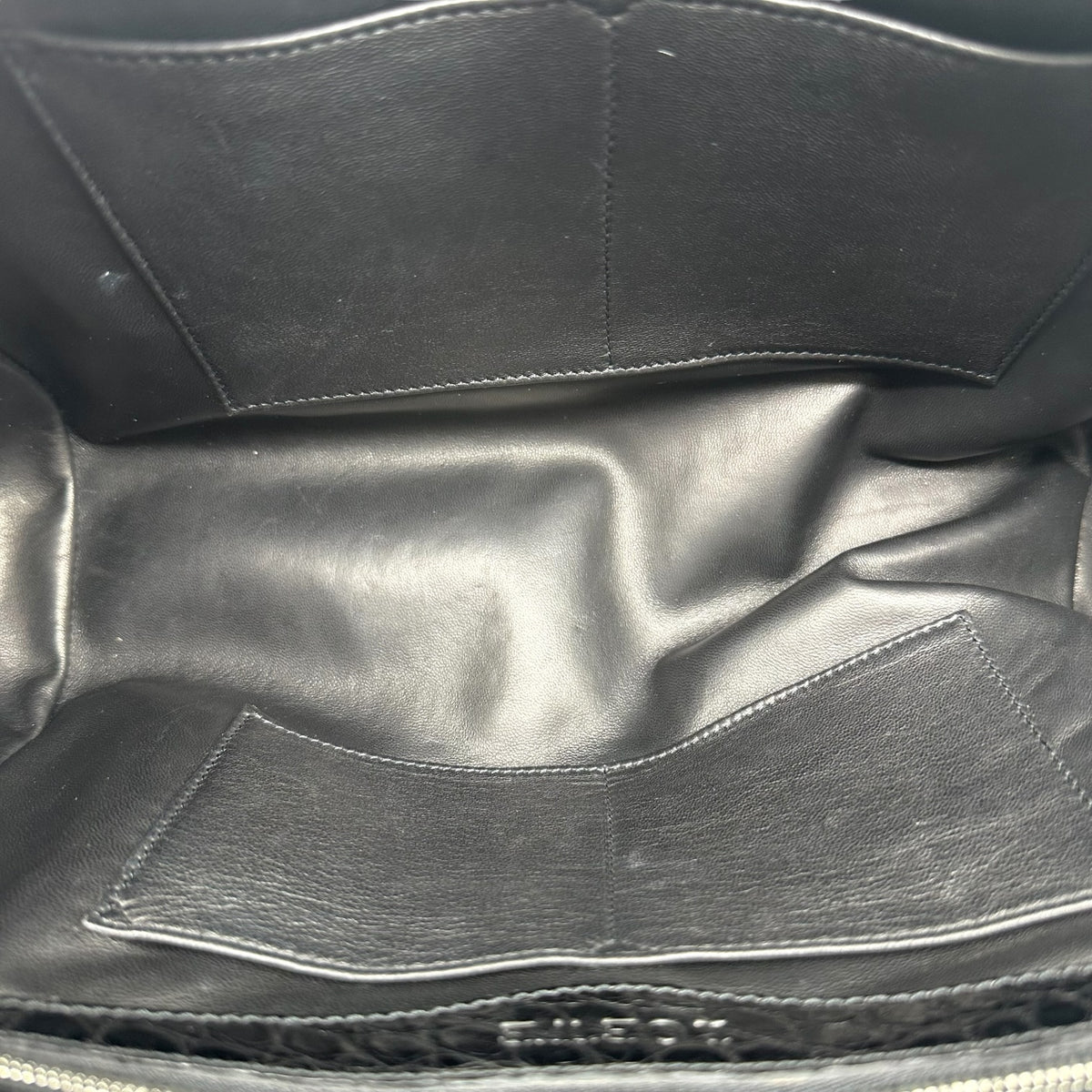 Loewe Black Suede Croc Embossed Shoulder Bag