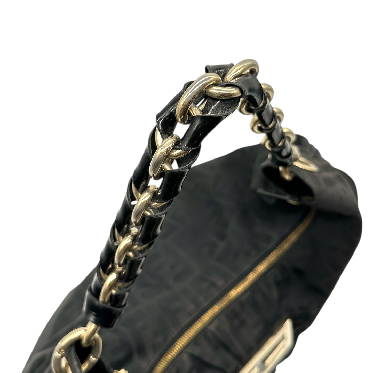 Fendi Black Zucca Monogram Hobo Bag