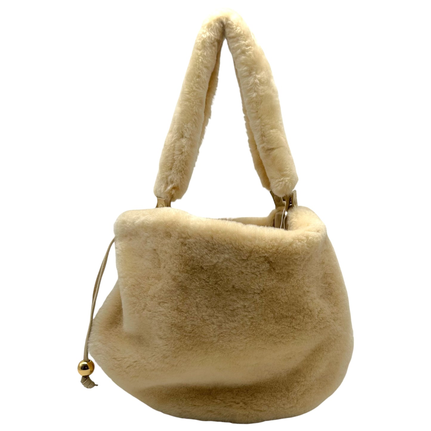 Bottega Veneta Ivory Shearling Convertible Clutch Shoulder Bag