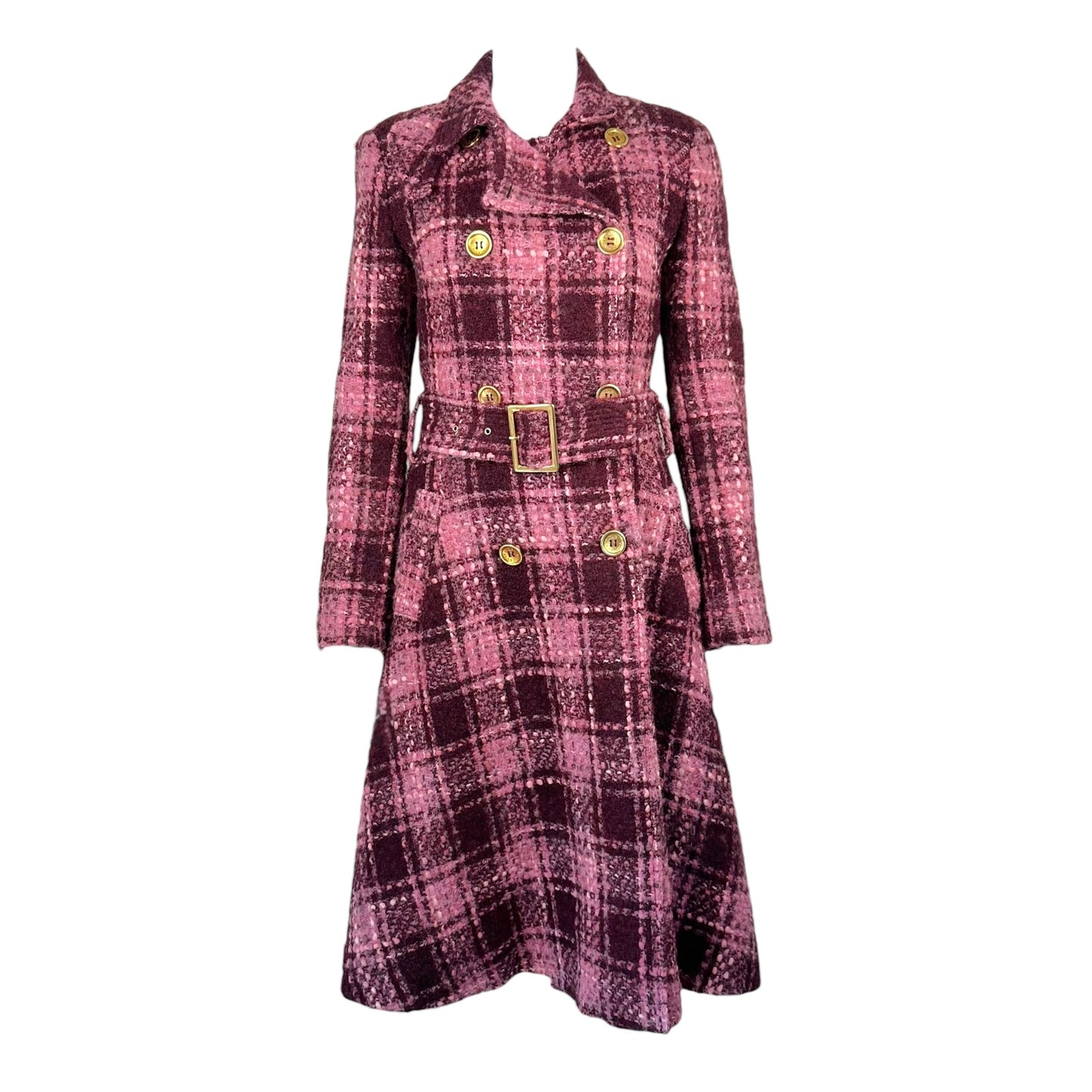 D&G Dolce & Gabbana Pink & Purple Tweed Trench Coat