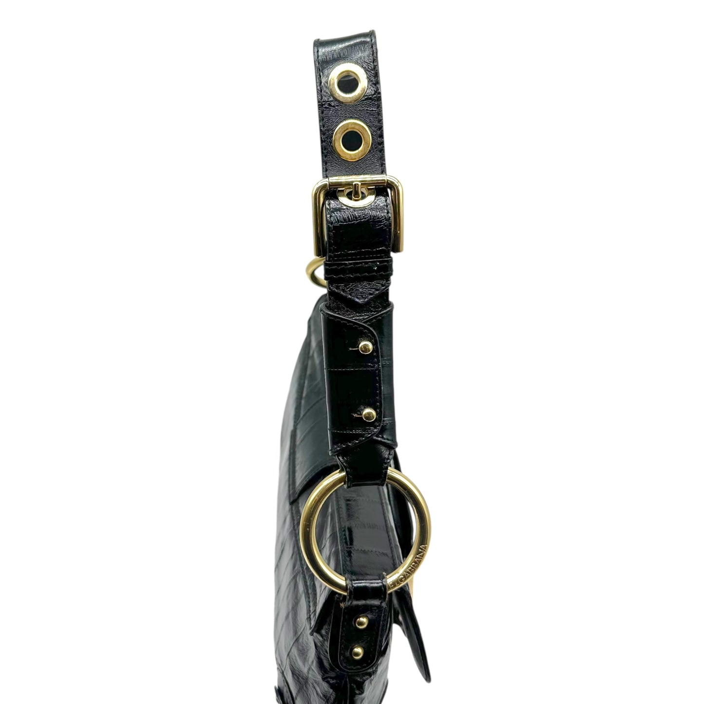 Dolce & Gabbana Black Gold Eel Skin Shoulder Bag