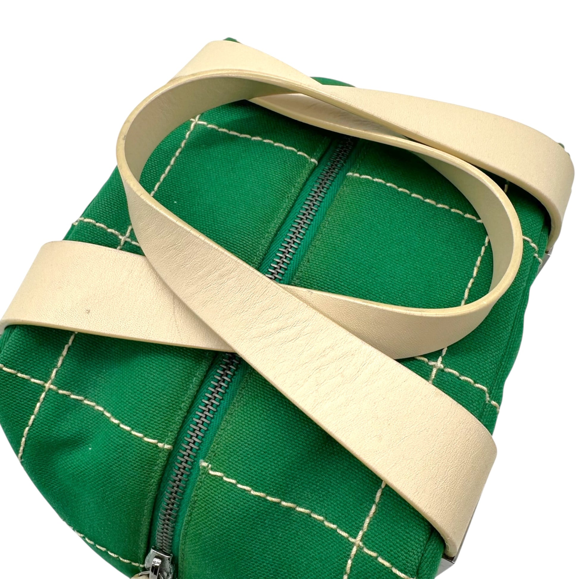 Chanel Green Canvas Quilted Handbag