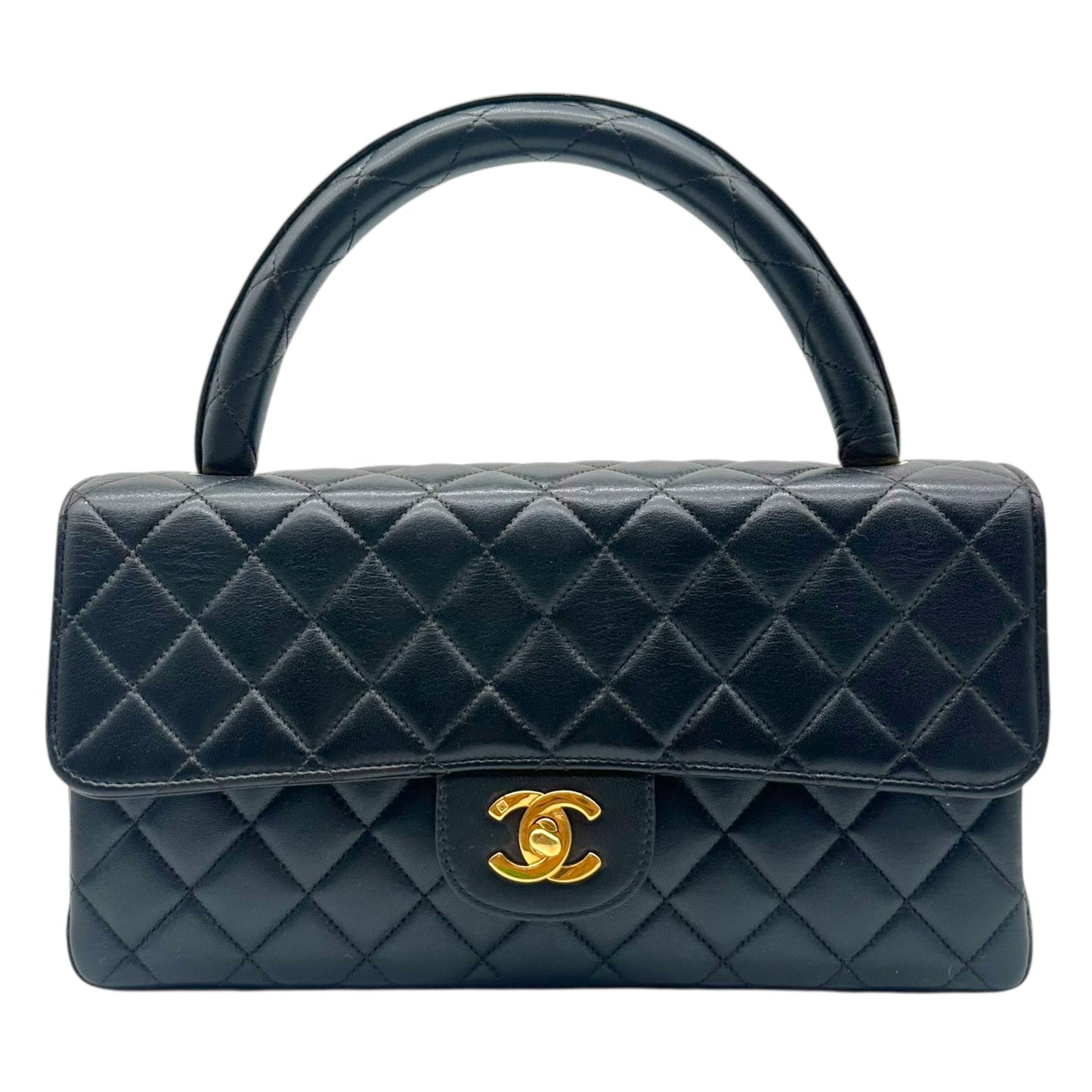 Chanel Black Lambskin Top Handle Flap Bag