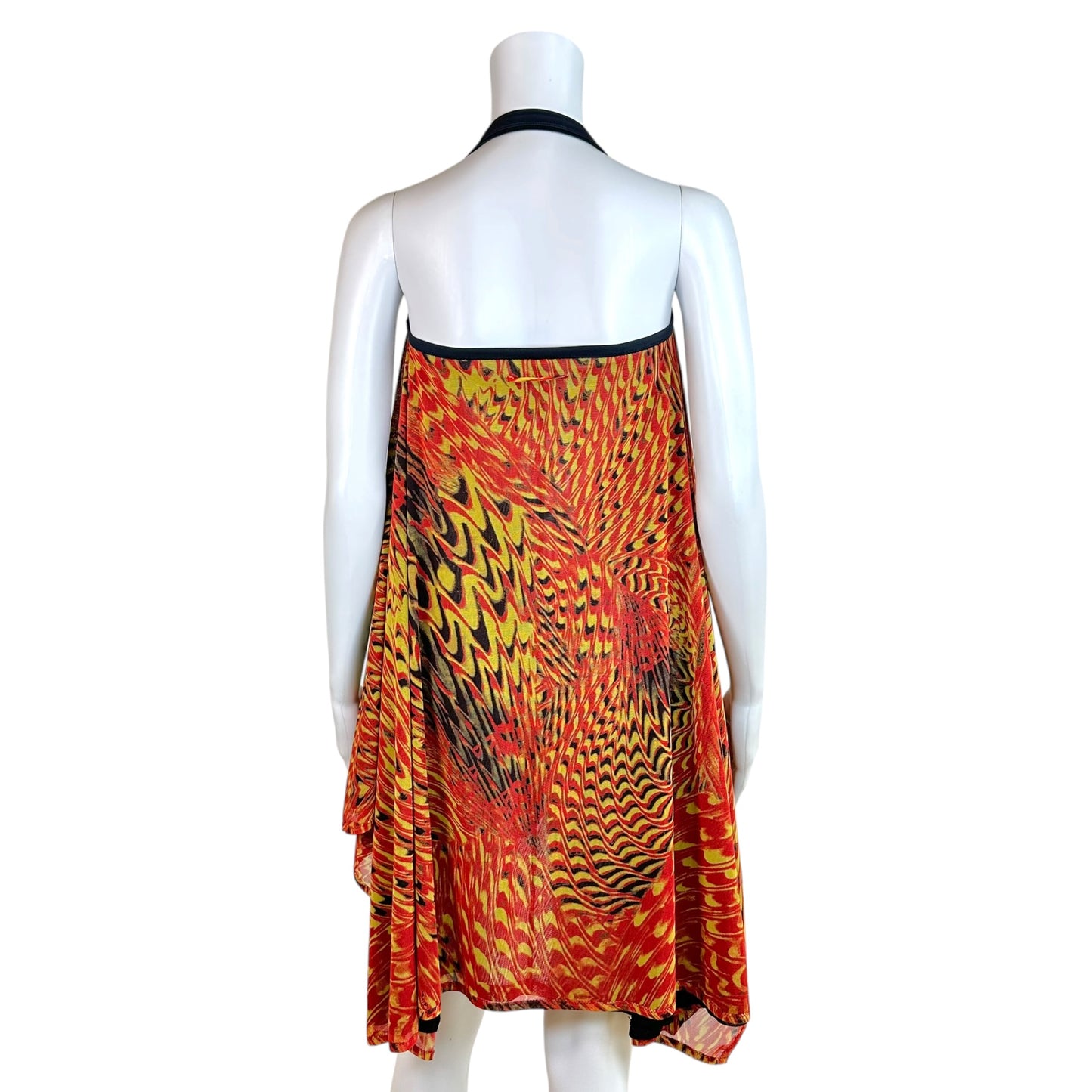 Jean Paul Gaultier Asymmetrical Halter Mini Dress Psychedelic Print