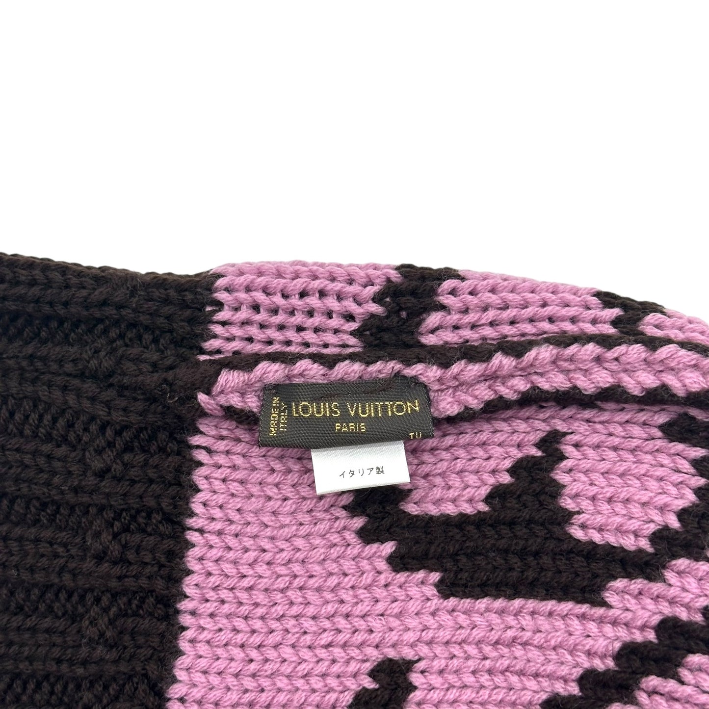 Louis Vuitton Pink & Brown Monogram Knit Beanie Hat