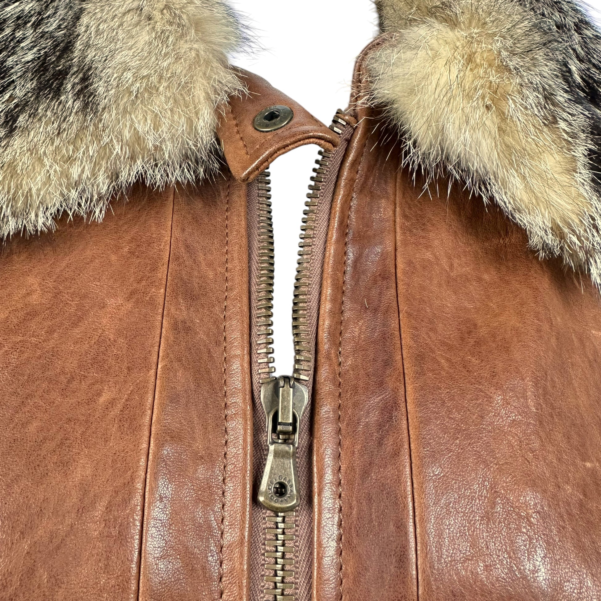 Dolce & Gabbana Brown Leather Fur Trim Jacket - Outfit Repeater
