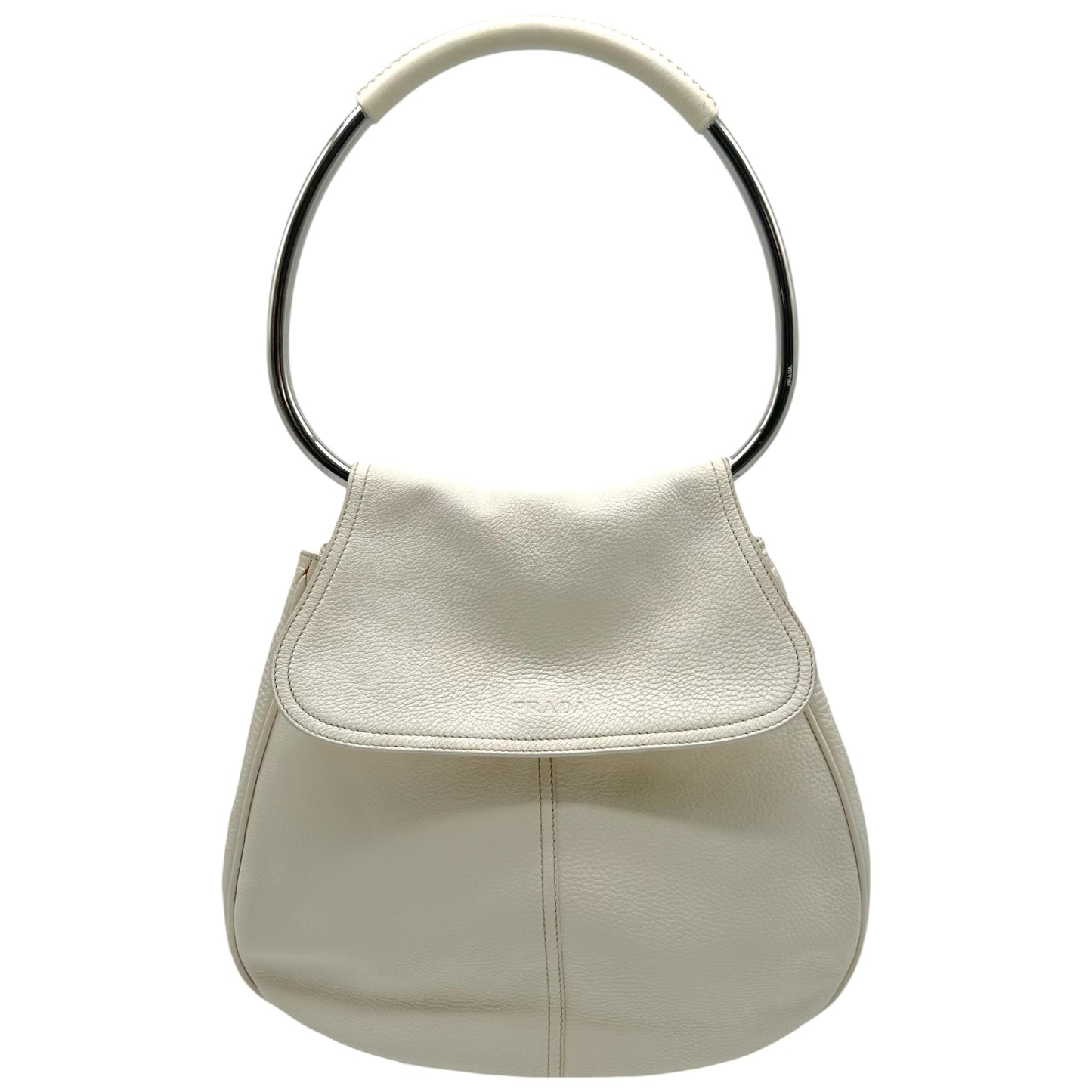 Prada White Leather Medium Swing Shoulder Bag