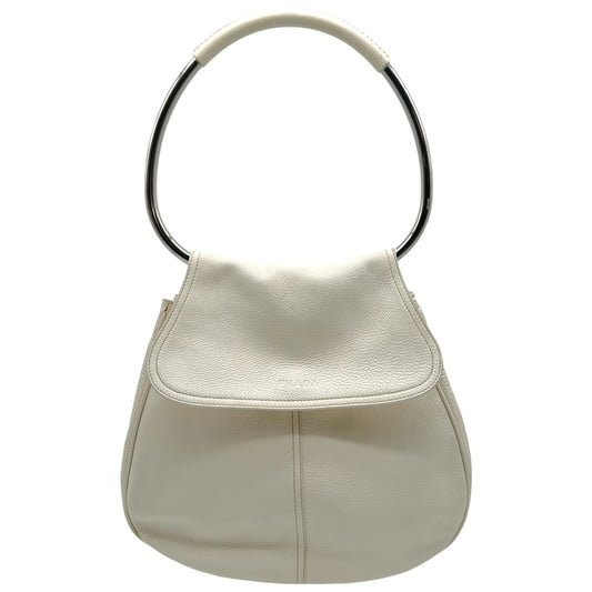 Prada White Leather Medium Swing Shoulder Bag