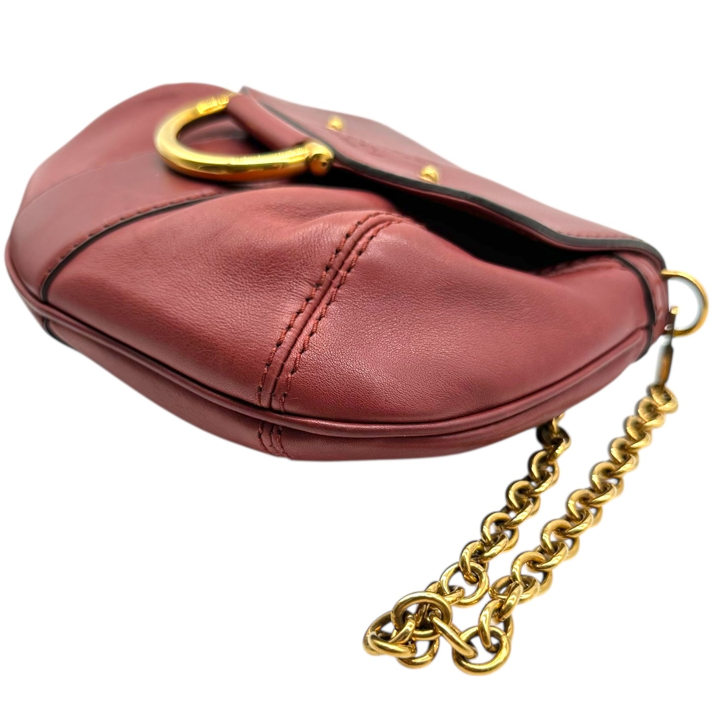 Gucci Burgundy Leather Fur & Bamboo Tassel Crossbody Bag