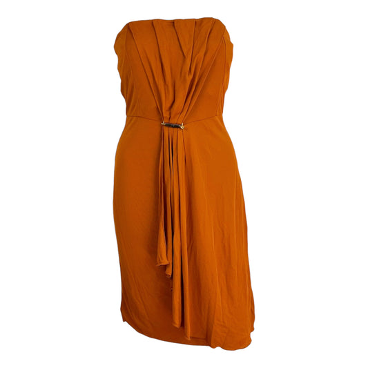 Gucci Burnt Orange Strapless Mini Dress With Bamboo Brooch