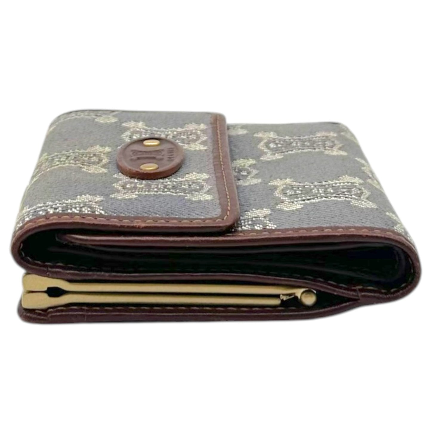 Celine Denim Bi-Fold Wallet Triomphe Monogram Pattern