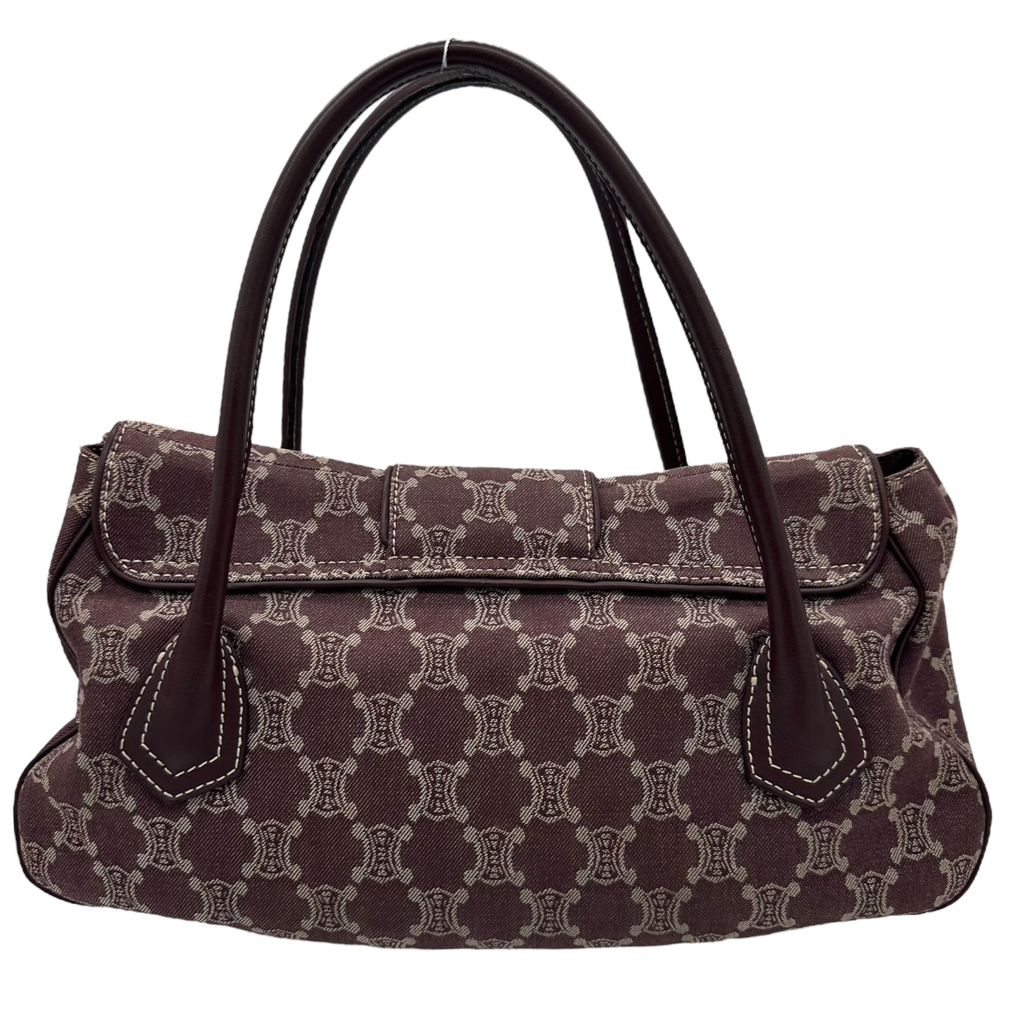 Celine Burgundy Denim Monogram Buckled Shoulder Bag