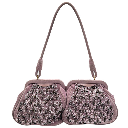 Bottega Veneta Limited Edition Lavender Suede Beaded Shoulder Bag