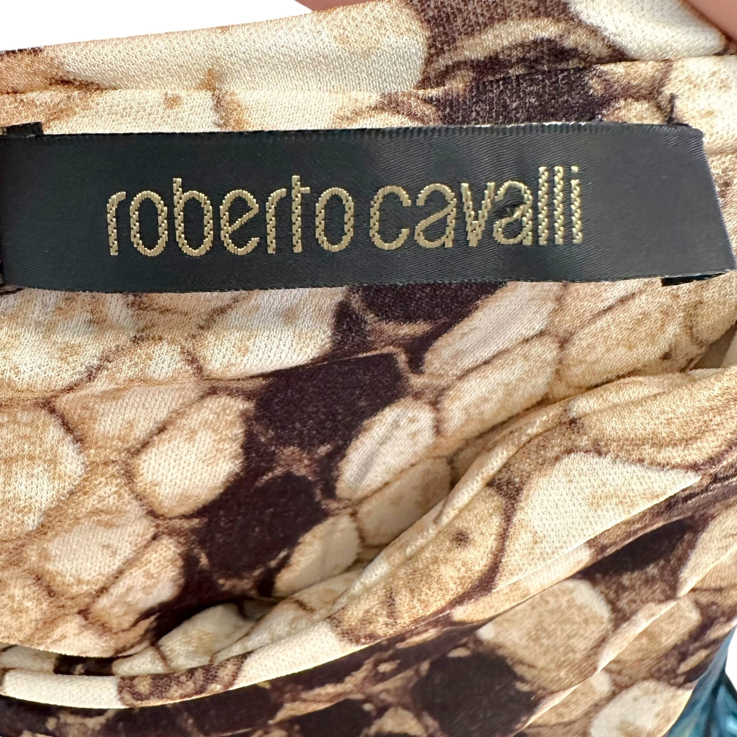 Roberto Cavalli 2007 Brown Snakeskin Print Halter Tank
