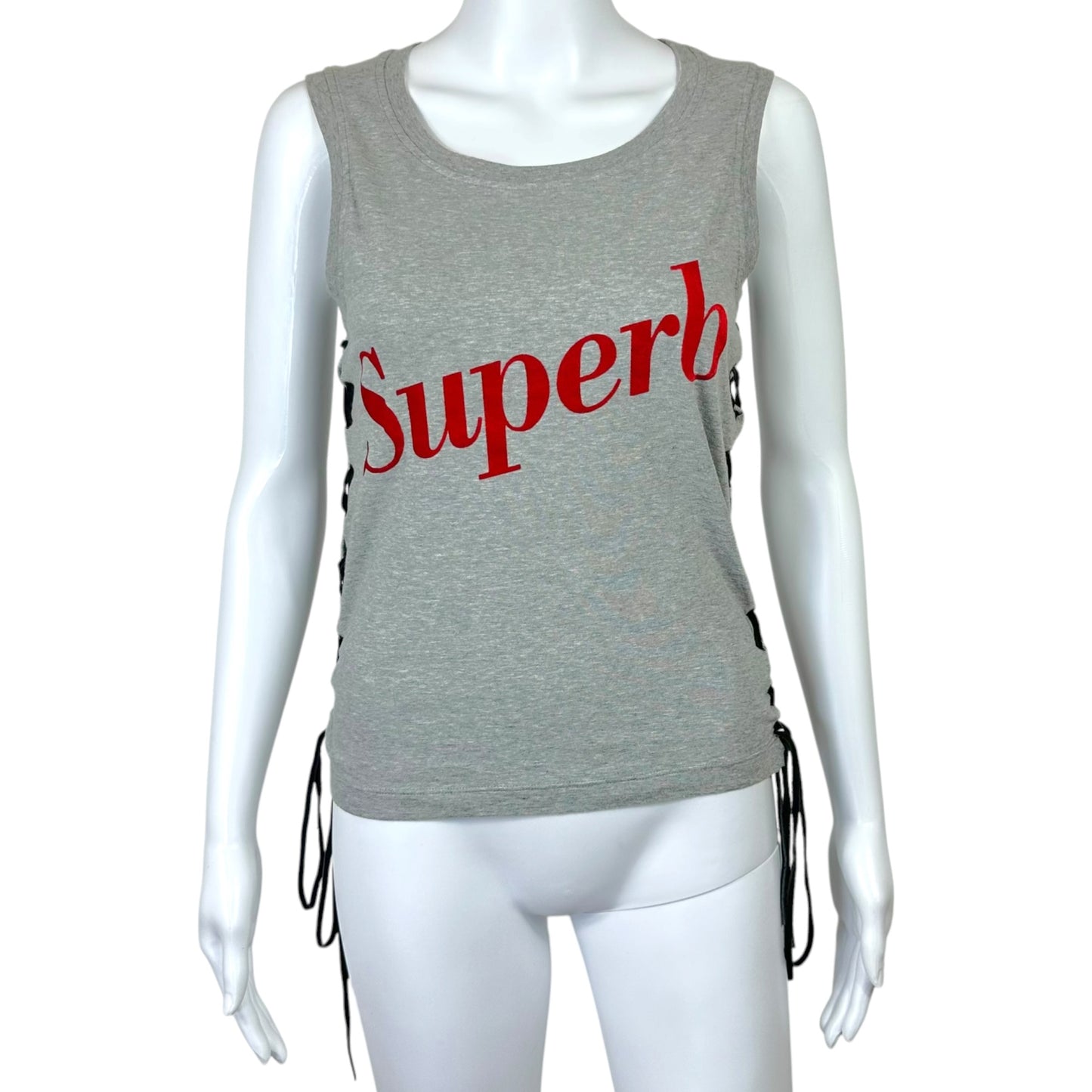 D&G Dolce & Gabbana S/S 2002 Suberb Suede Lace Up Side Graphic Tank