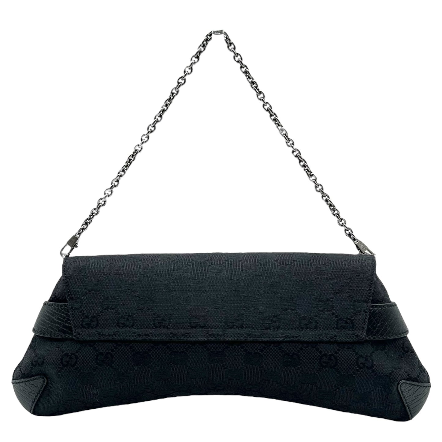 Gucci by Tom Ford Black Monogram Canvas Large Horsebit 2-Way Clutch Bag - Outfit Repeater