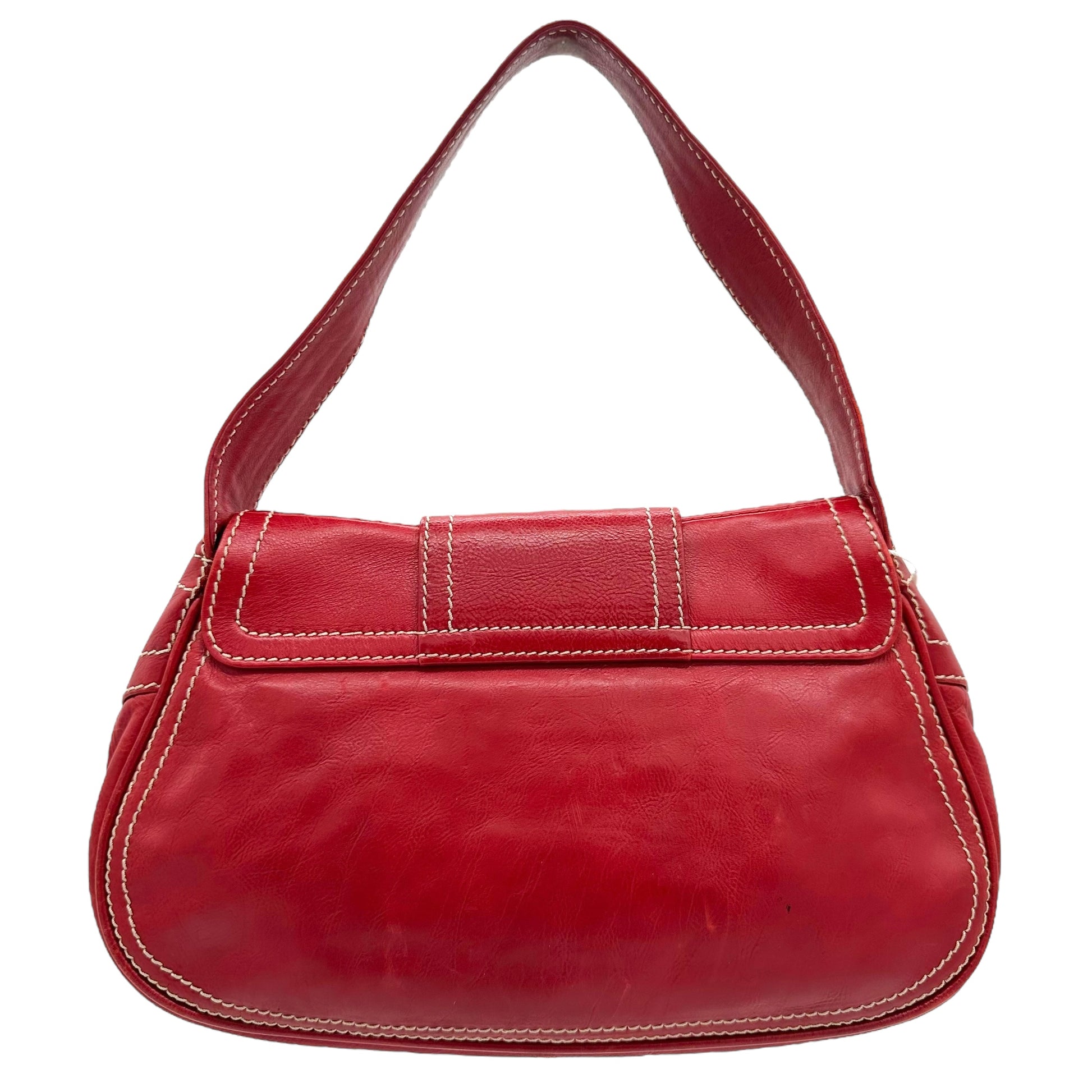 Celine Red Leather Buckled Shoulder Bag - Outfit Repeater